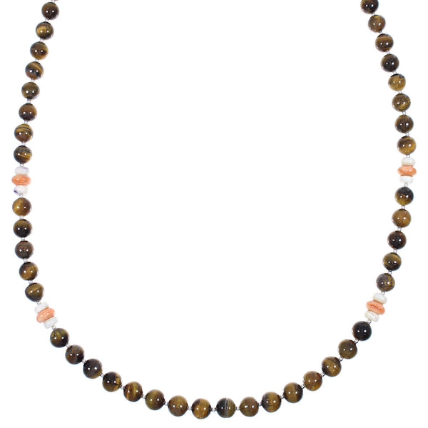 Navajo Authentic Sterling Silver Multicolor Bead Necklace AX88878